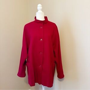 Kristen Blake 100% Merino Wool Dolman Sleeve Red Vintage Jacket Coat - Medium